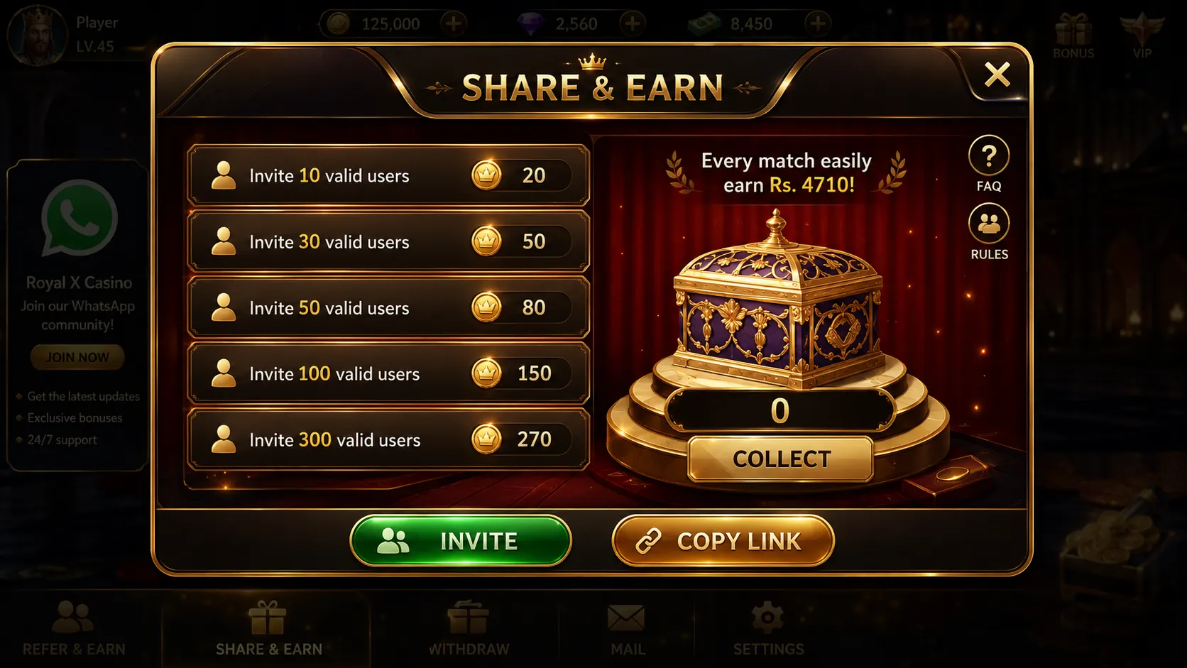 Referral Rebate — Royal X Casino